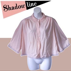 SOLD Vintage Shadowline Sleep-shirt Nightshirt Blouse Button Kimono Nylon Pink L